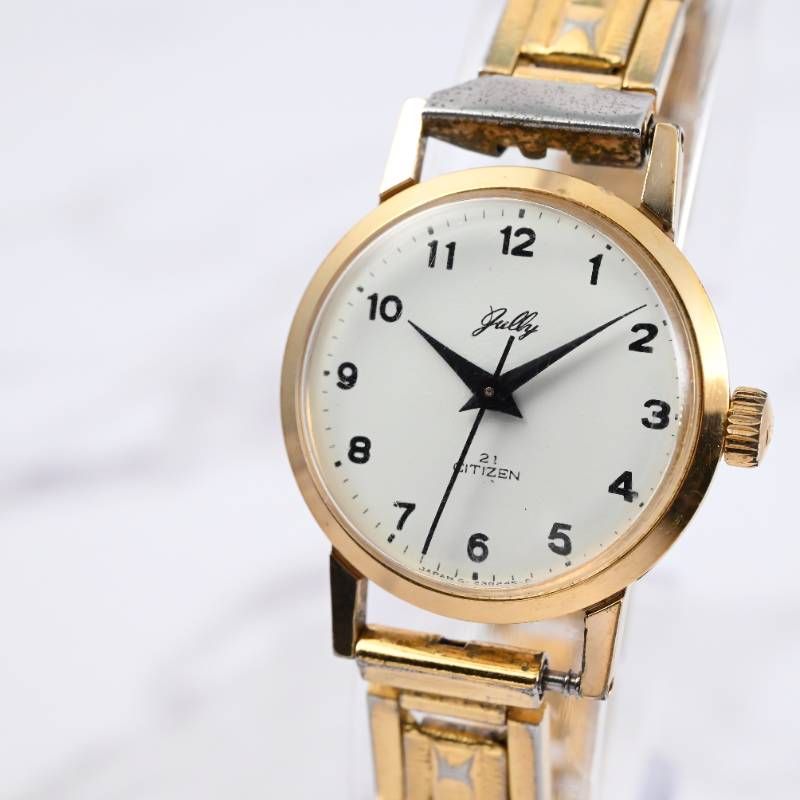希少ヴィンテージ　【箱付き】　稼働品　CITIZEN　シチズン　Jully　ジュリー　レディース　手巻き　腕時計　機械式　21石　レトロ　クラッシック
