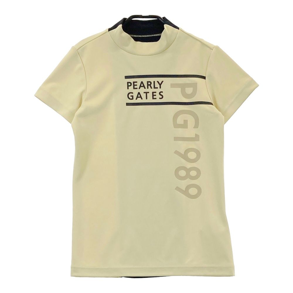 サイズ：0 PEARLY GATES パーリーゲイツ 2024年モデル ハイネック 半袖Tシャツ ラバーロゴ イエロー系 [240101630007] ゴルフウェア レディース ストスト