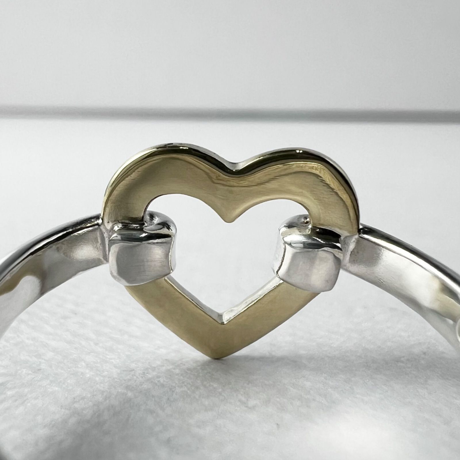極美品 ティファニー TIFFANY&CO. オープン ハート リンク リング 9号