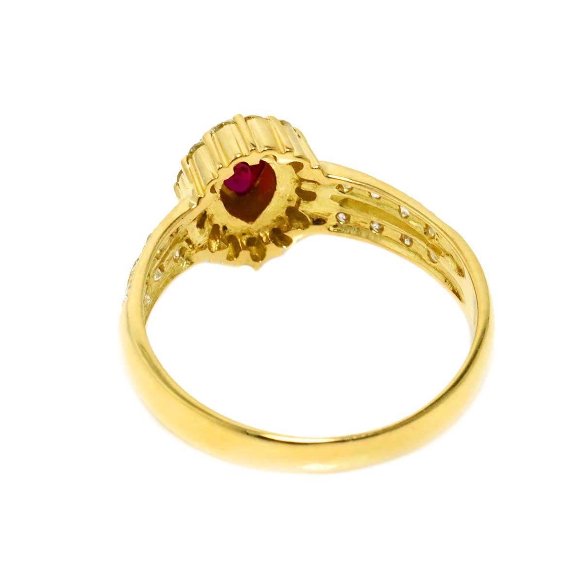 ちゃとらん　18K ルビー＆ダイヤモンドリング 14号 リング 14号 ルビー 0.44ct ダイヤ 0.36ct K18 YG イエローゴールド