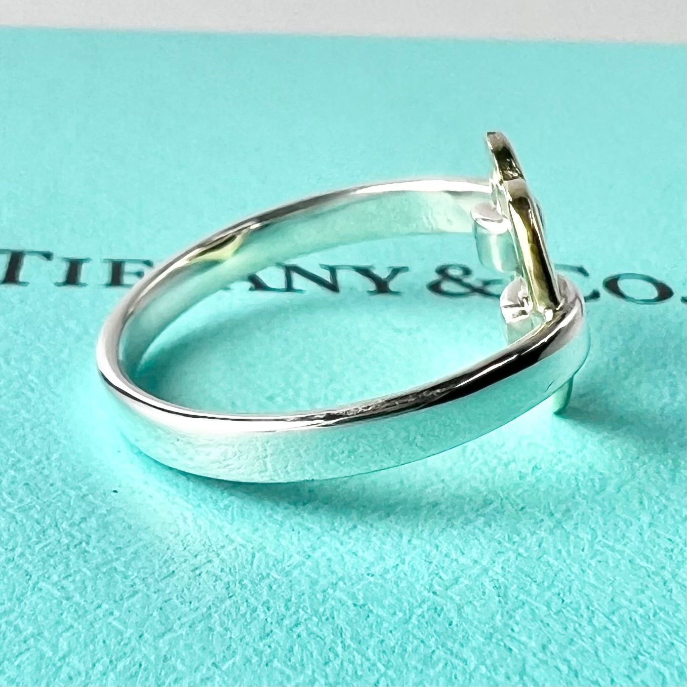 極美品 ティファニー TIFFANY&CO. オープン ハート リンク リング 9号