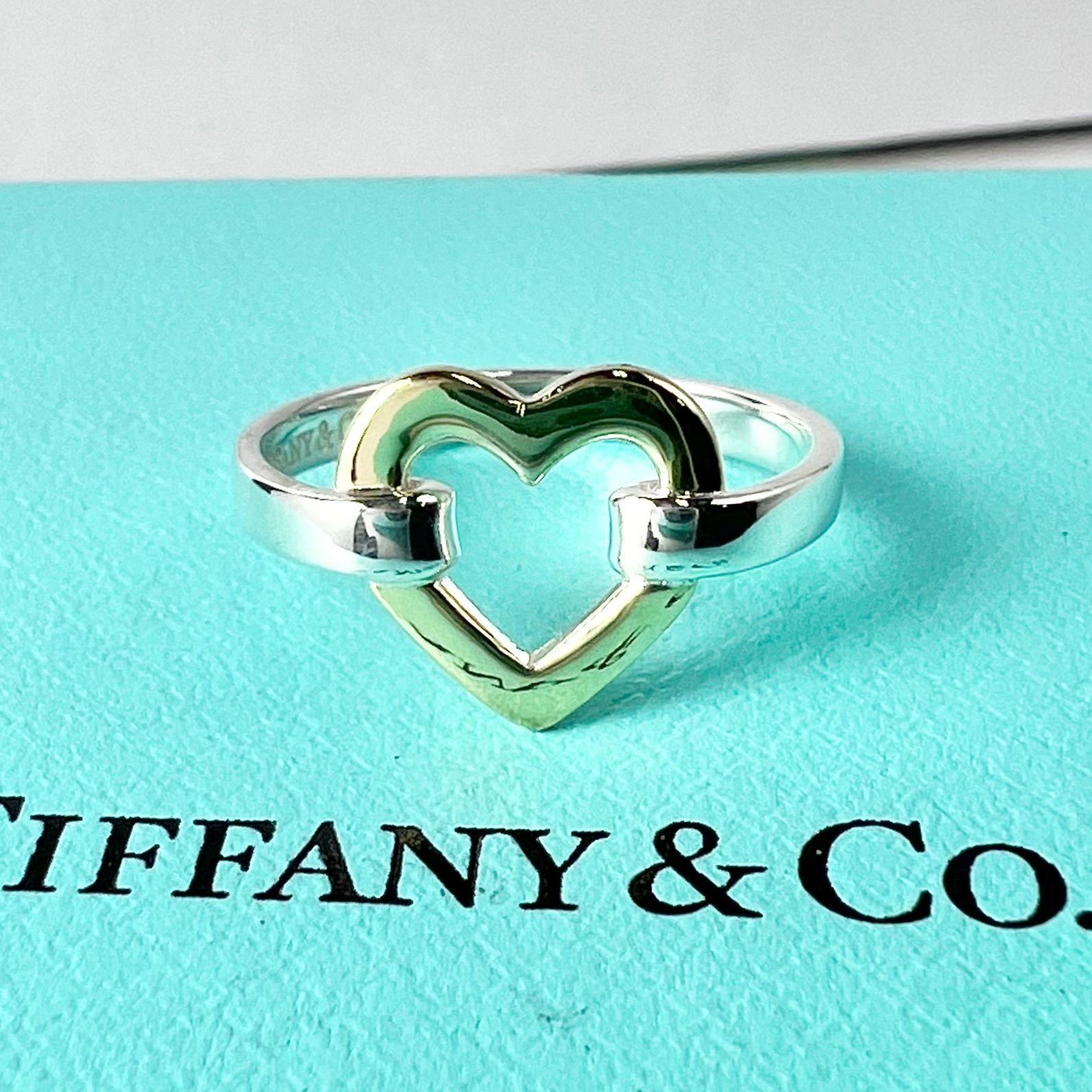 極美品 ティファニー TIFFANY&CO. オープン ハート リンク リング 9号 