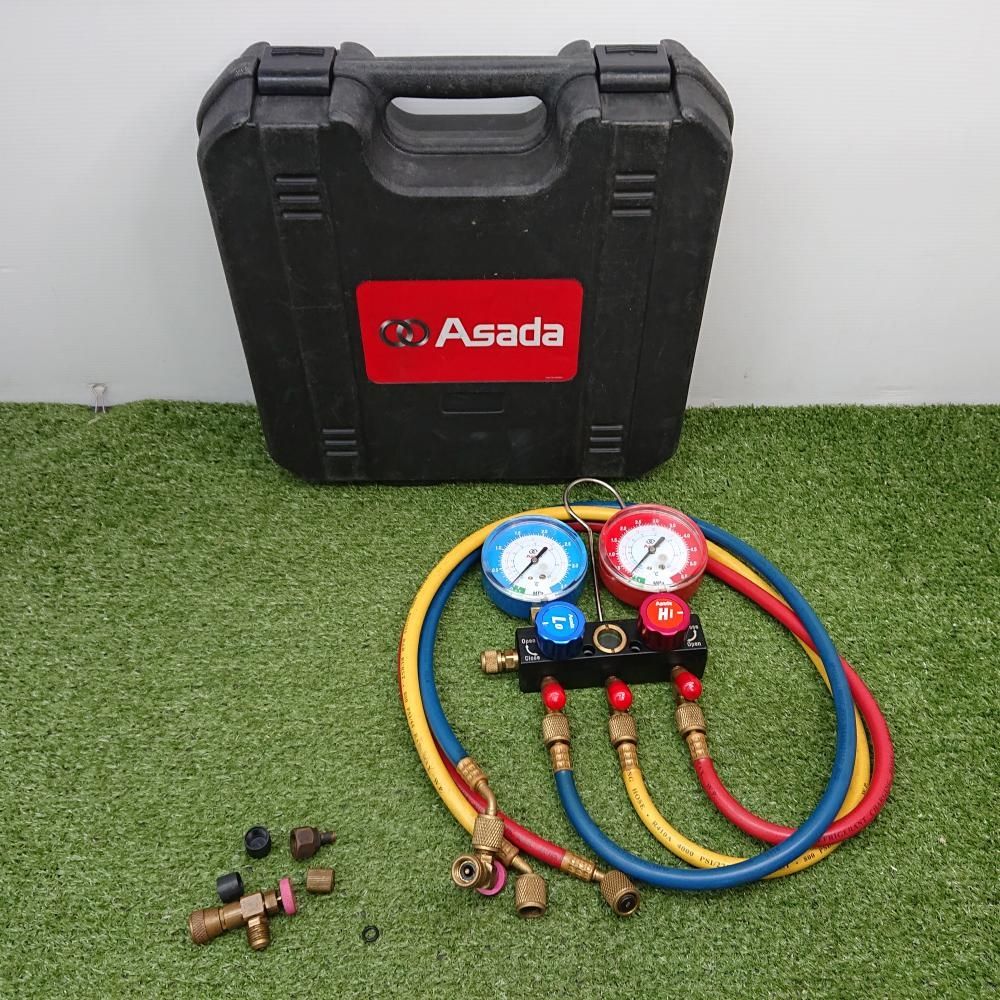 中古品】アサダ R410A/R32 ゲージマニホールド ※動作未確認 [1776
