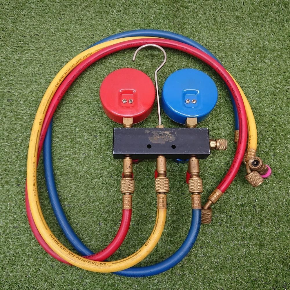 中古品】アサダ R410A/R32 ゲージマニホールド ※動作未確認 [1776 