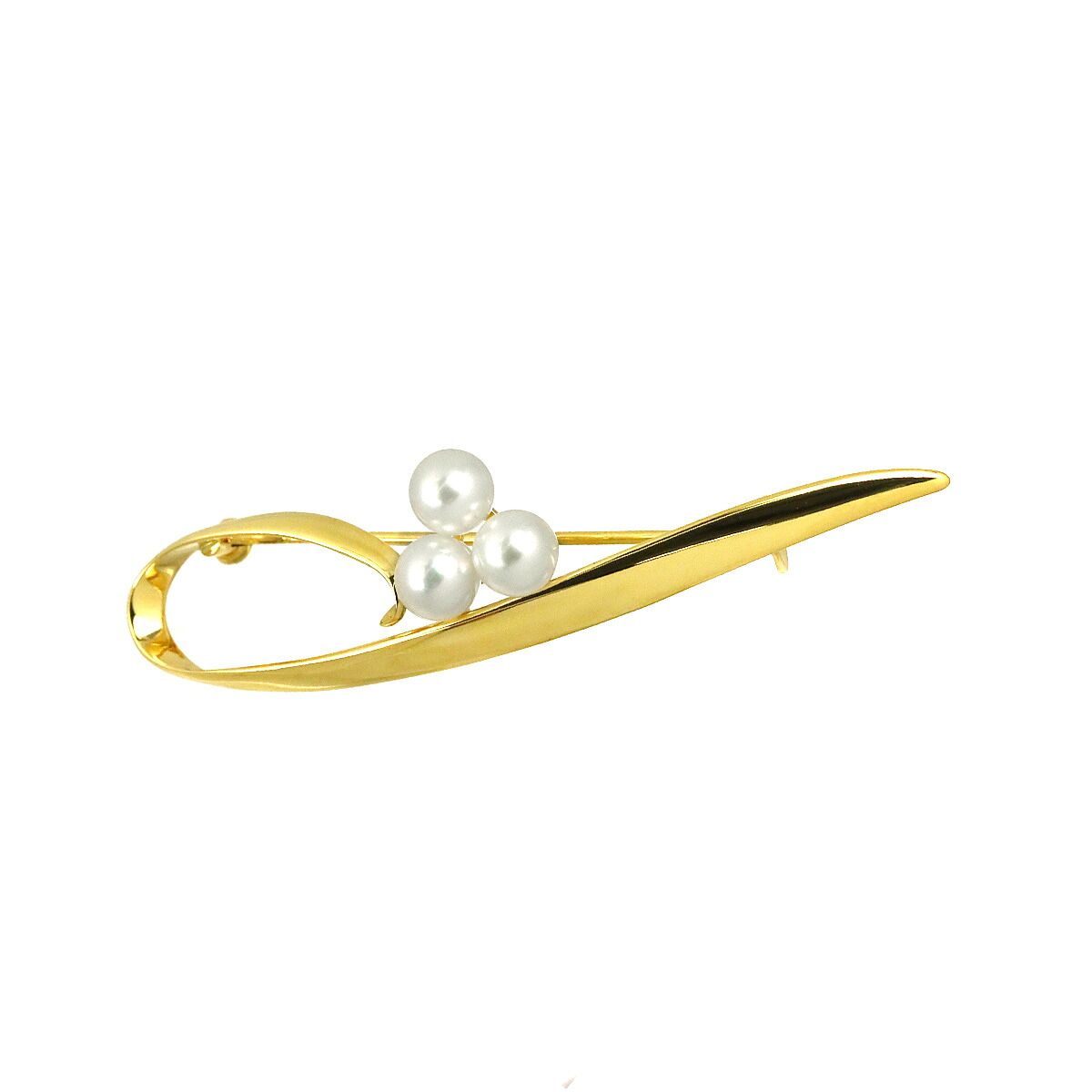 ミキモト MIKIMOTO アコヤ真珠 5.5mm ブローチ K18 YG イエロー