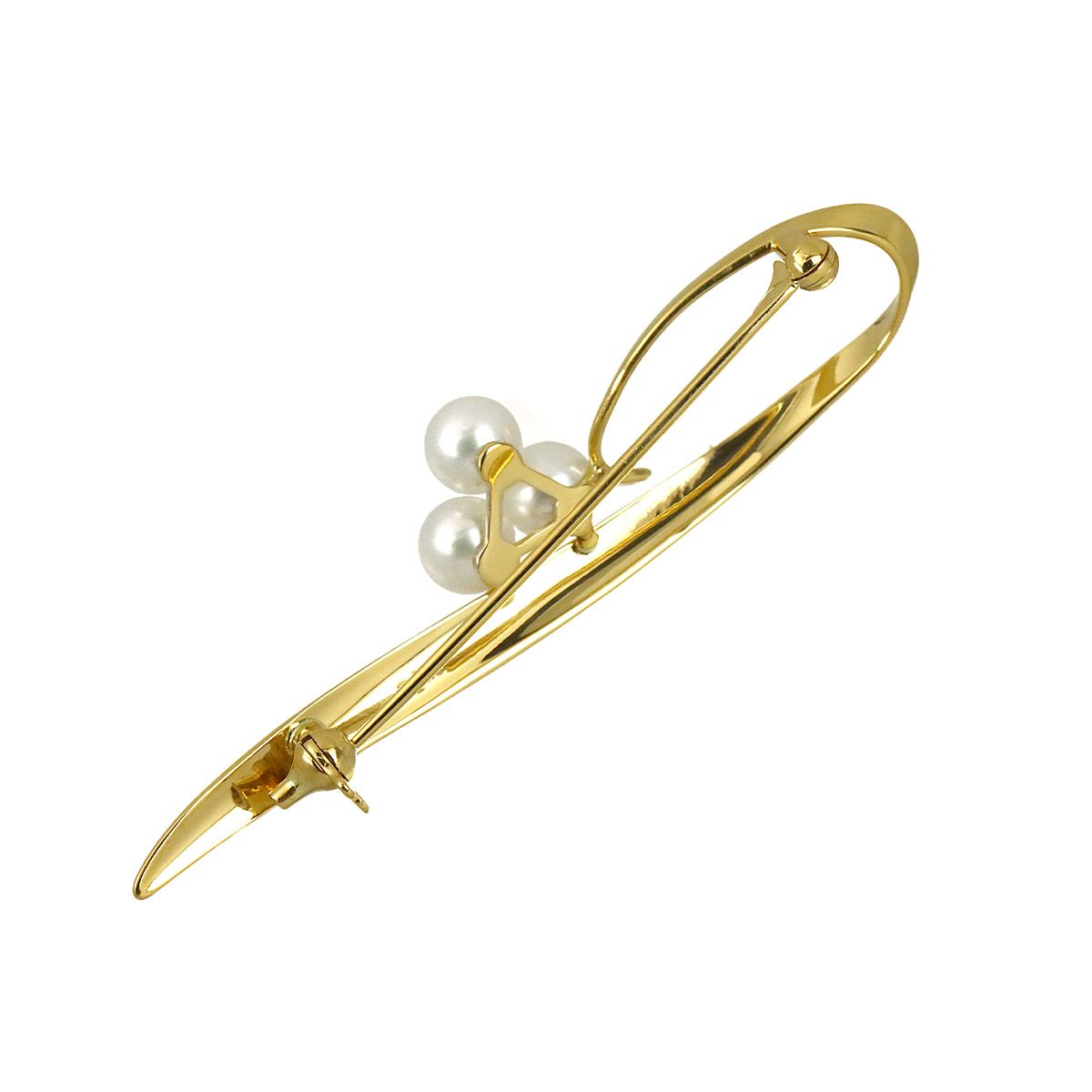 ミキモト MIKIMOTO アコヤ真珠 5.5mm ブローチ K18 YG イエロー