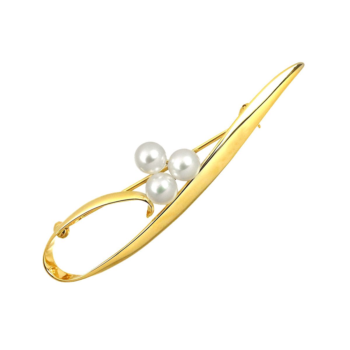 ミキモト MIKIMOTO アコヤ真珠 5.5mm ブローチ K18 YG イエロー