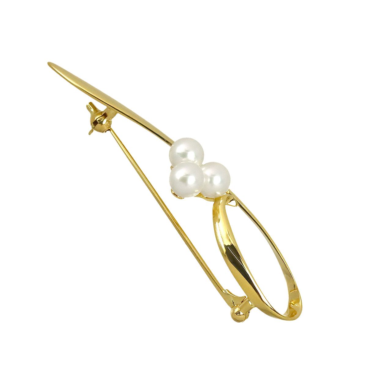ミキモト MIKIMOTO アコヤ真珠 5.5mm ブローチ K18 YG イエロー