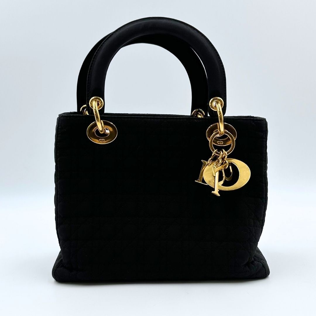 美品】Dior レディディオール カナージュ ナイロン ハンドバッグ