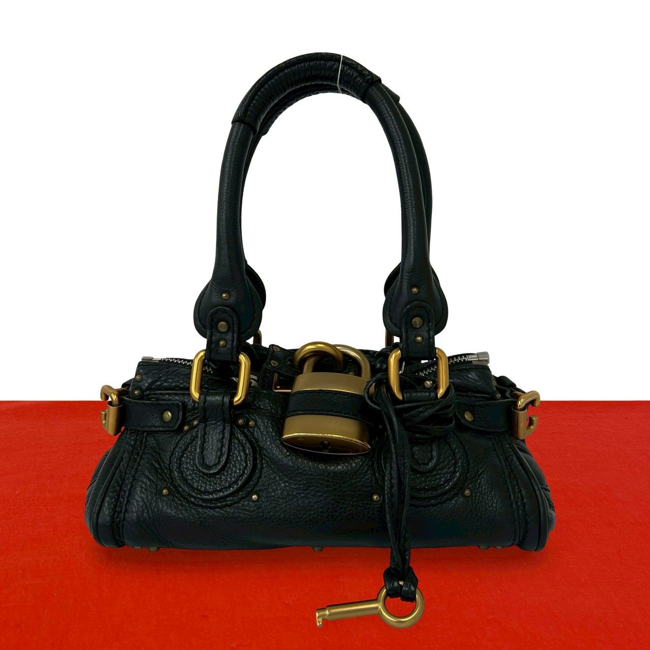極 美品 希少品 鍵 カデナ付き Chloe クロエ パディントン ロゴ 金具
