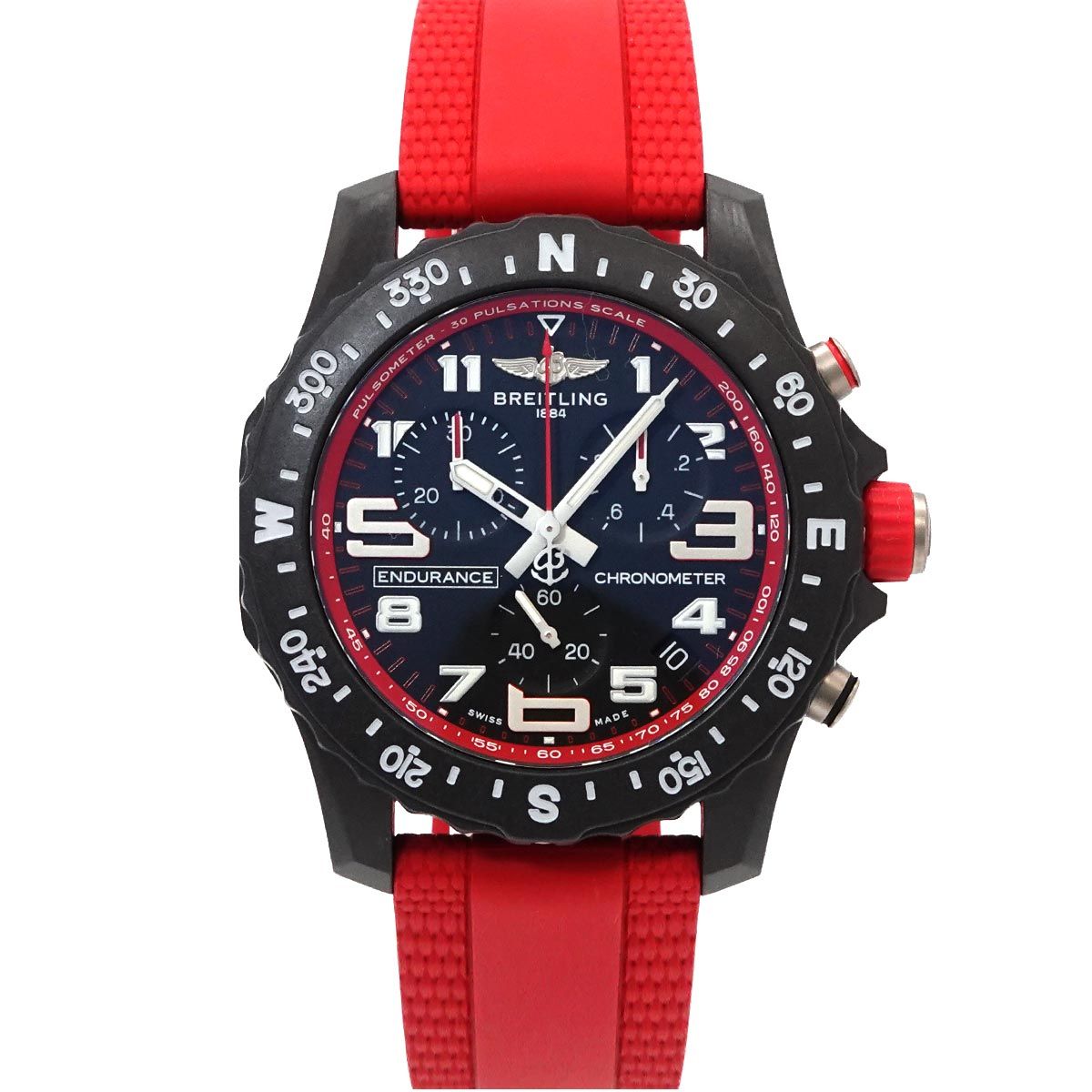 ブライトリング BREITLING エンデュランス プロ X82310 クロノグラフ メンズ デイト ブラック レッド クォーツ Endurance Pro 90335557