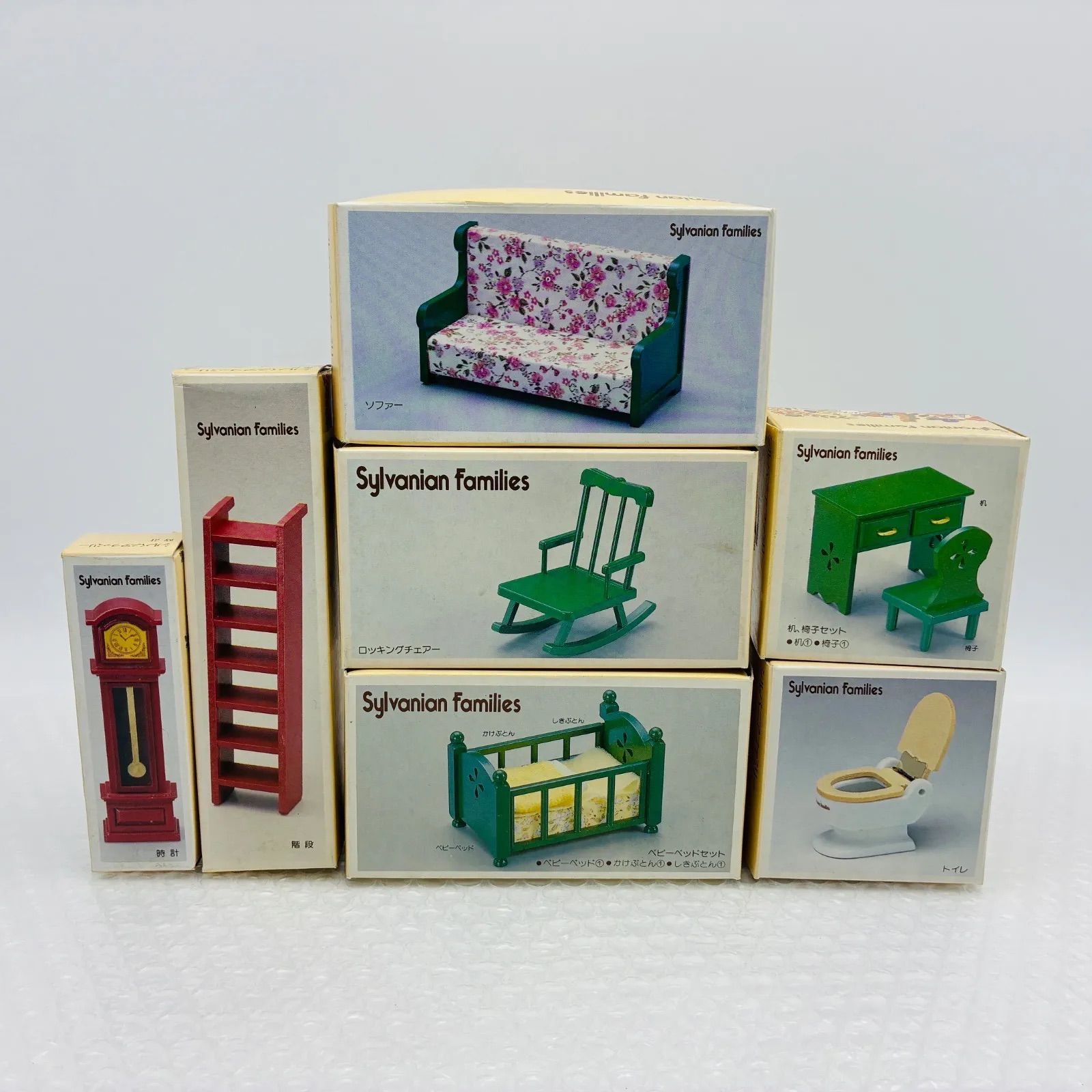 シルバニアファミリー 初期 家具 箱付き 7点 セット まとめ 1985 1986