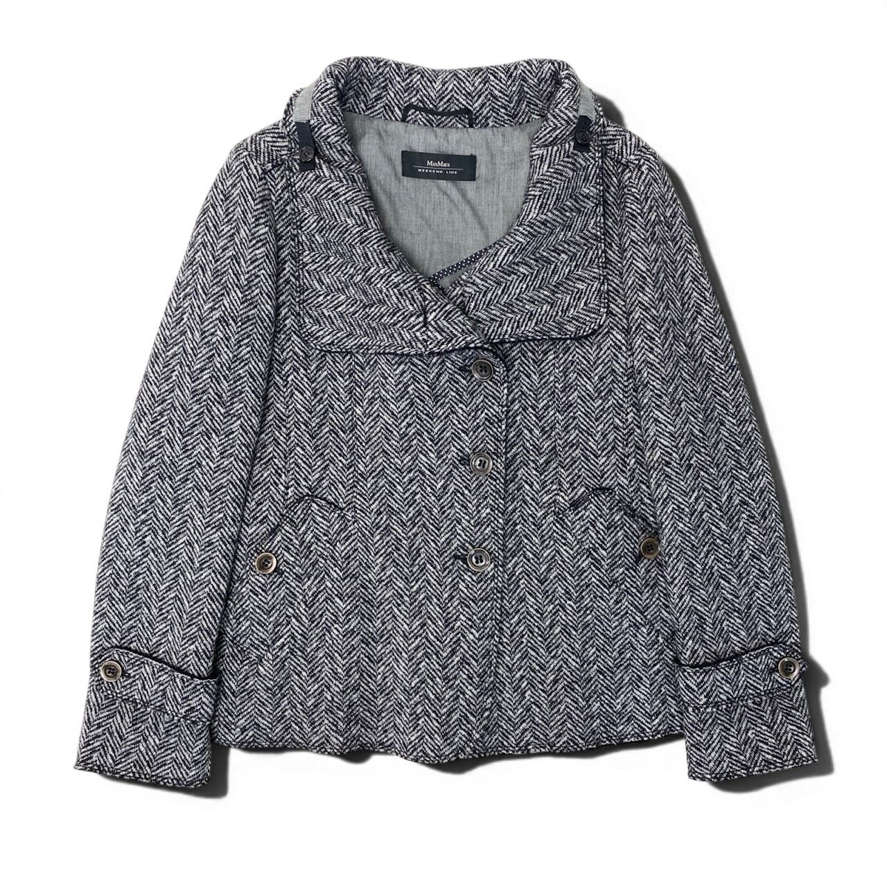 Q230 M マックスマーラ ヘリンボーン フリンジ 上品 JKT レディース 89g20 MaxMara WEEKEND LINE マックスマーラ ウィークエンドライン