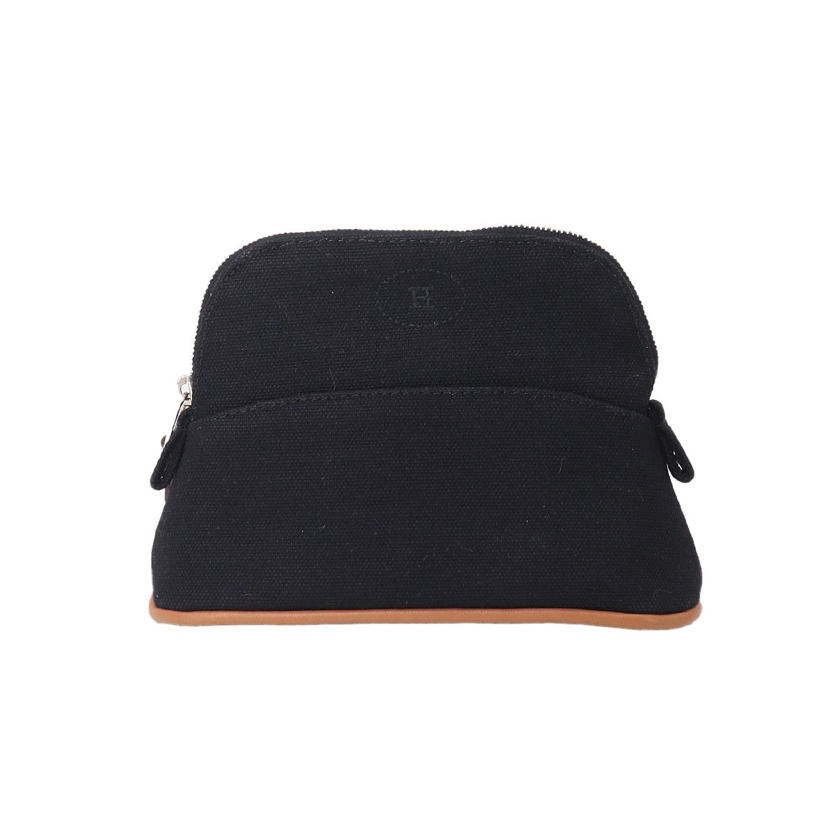 未使用 展示品 エルメス HERMES ボリード ポーチ ミニミニ コットンキャンバス レザー ブラック シルバー 金具 Bolide Pouch 90330173