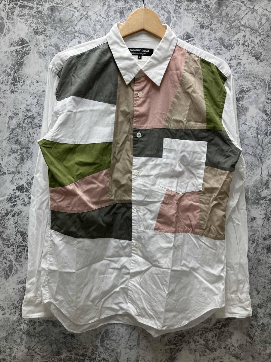COMME des GARCONS HOMME DEUX / コムデ ギャルソン オム ドゥ 長袖シャツ ホワイト サイズM DG-B024 パッチワーク 21ss