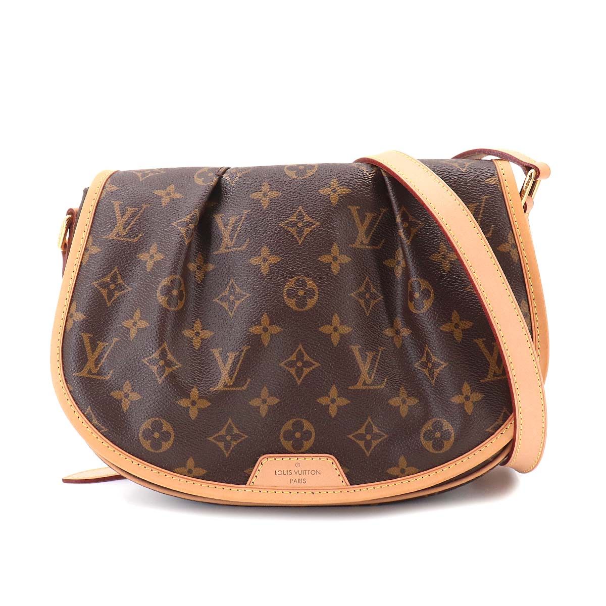 新品同様 ルイ ヴィトン LOUIS VUITTON モノグラム メニルモンタン PM ショルダー バッグ ブラウン M40474 ゴールド 金具 90333026