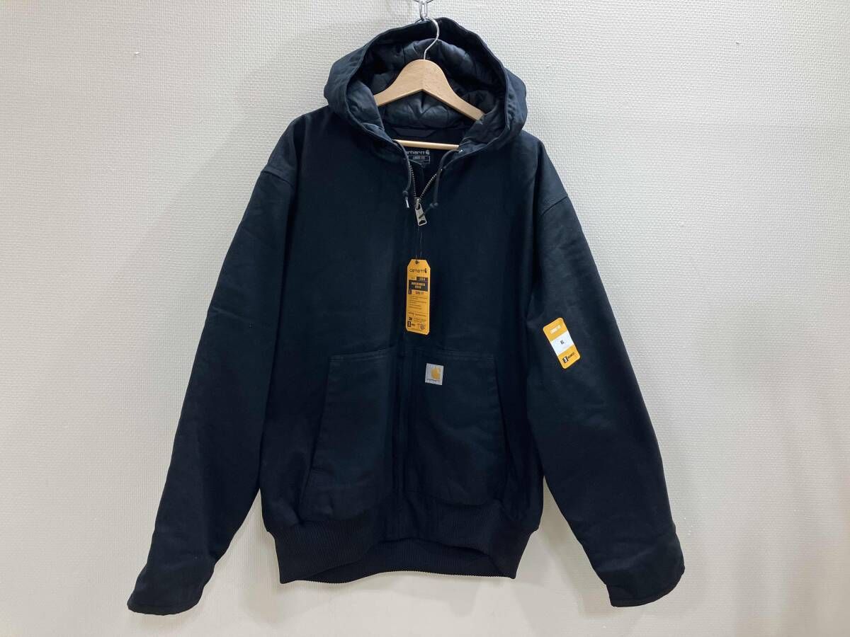 Carhartt カーハート 中綿フーデッドブルゾン LOOSE FIT WASHED DUCK INSULATED アクティブ ジャケットJ130 ルーズフィット 黒 XL 秋冬