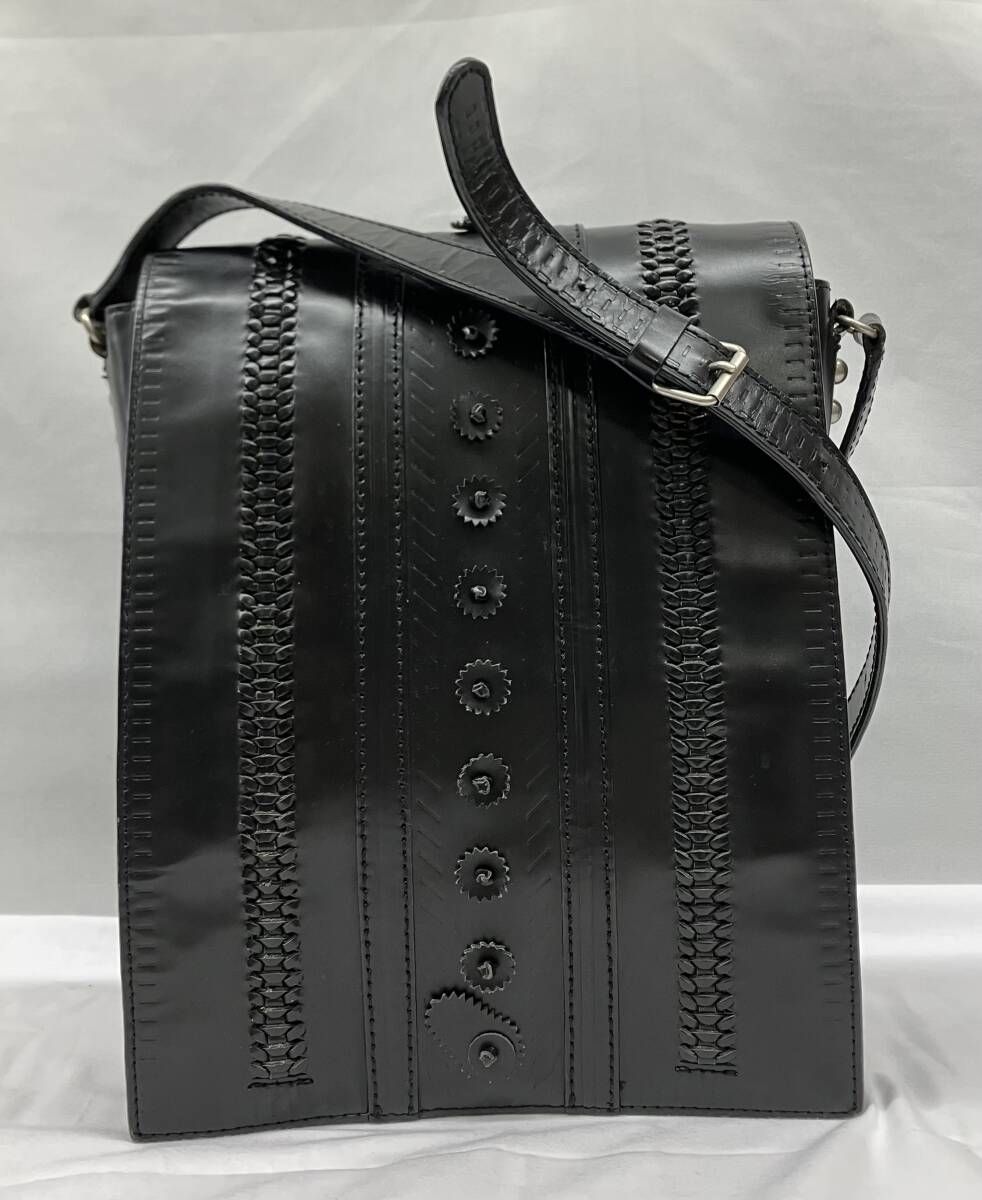 Jean Paul GAULTIER ジャンポールゴルチエ　ショルダーバッグ　編み込みデザイン　ブラック