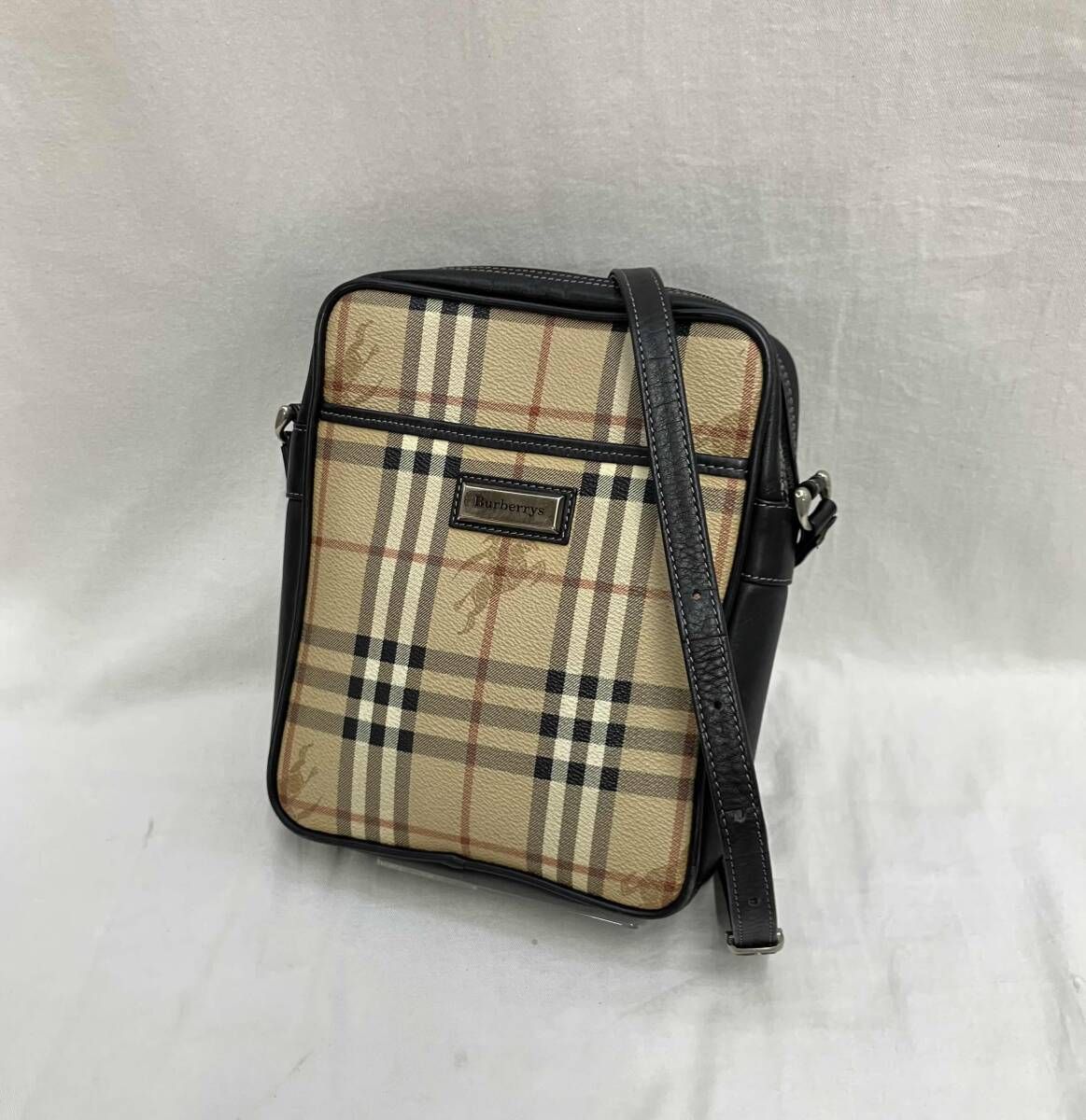 Burberrys バーバリーズ ノバチェック柄 スクエア ショルダーバッグ ベージュ シャドーホース コーティングキャンバス レザー