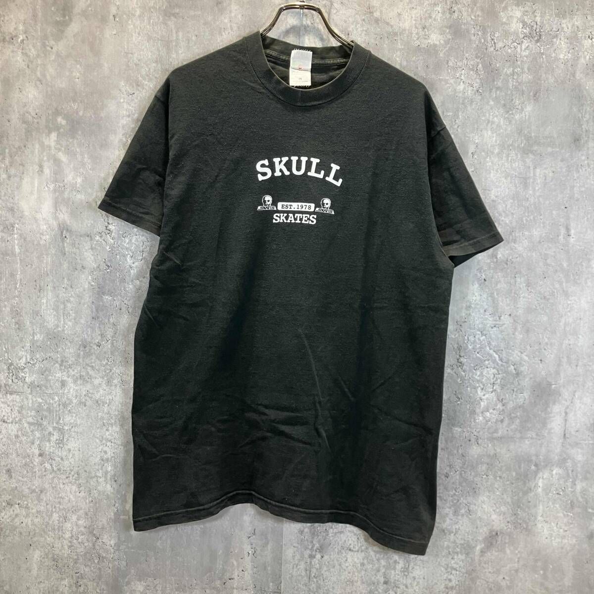 90-00s FRUIT OF THE LOOM 半袖Tシャツ SKULL SKATES プリントTEE size L ブラック フルーツオブザルーム スカルスケーツ