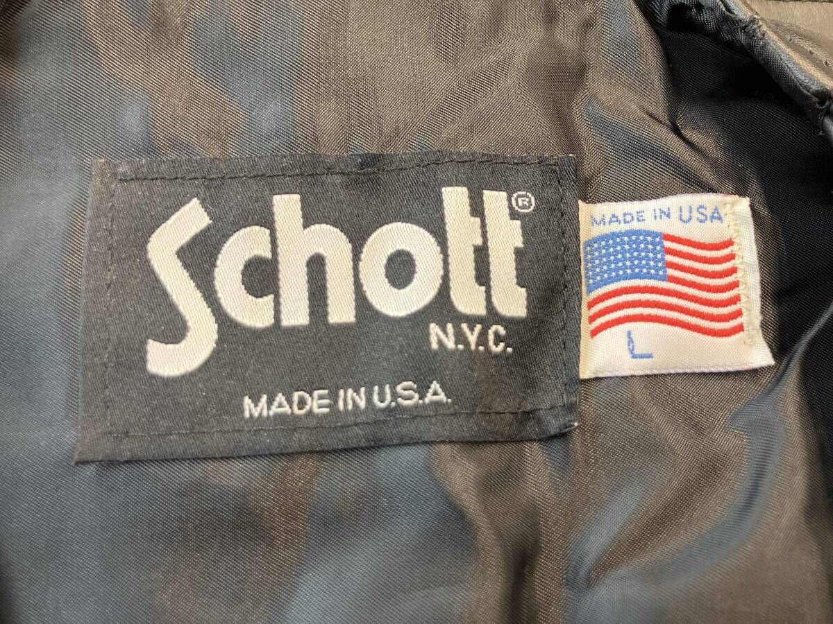 SCHOTT ショットベスト レザー 424V ブラック USA製 Lサイズ