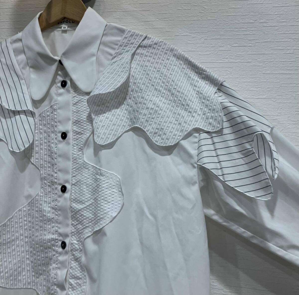 ENFOLD エンフォルド Mix Fabric Wave Shirt 300HS430-1450 - メルカリ