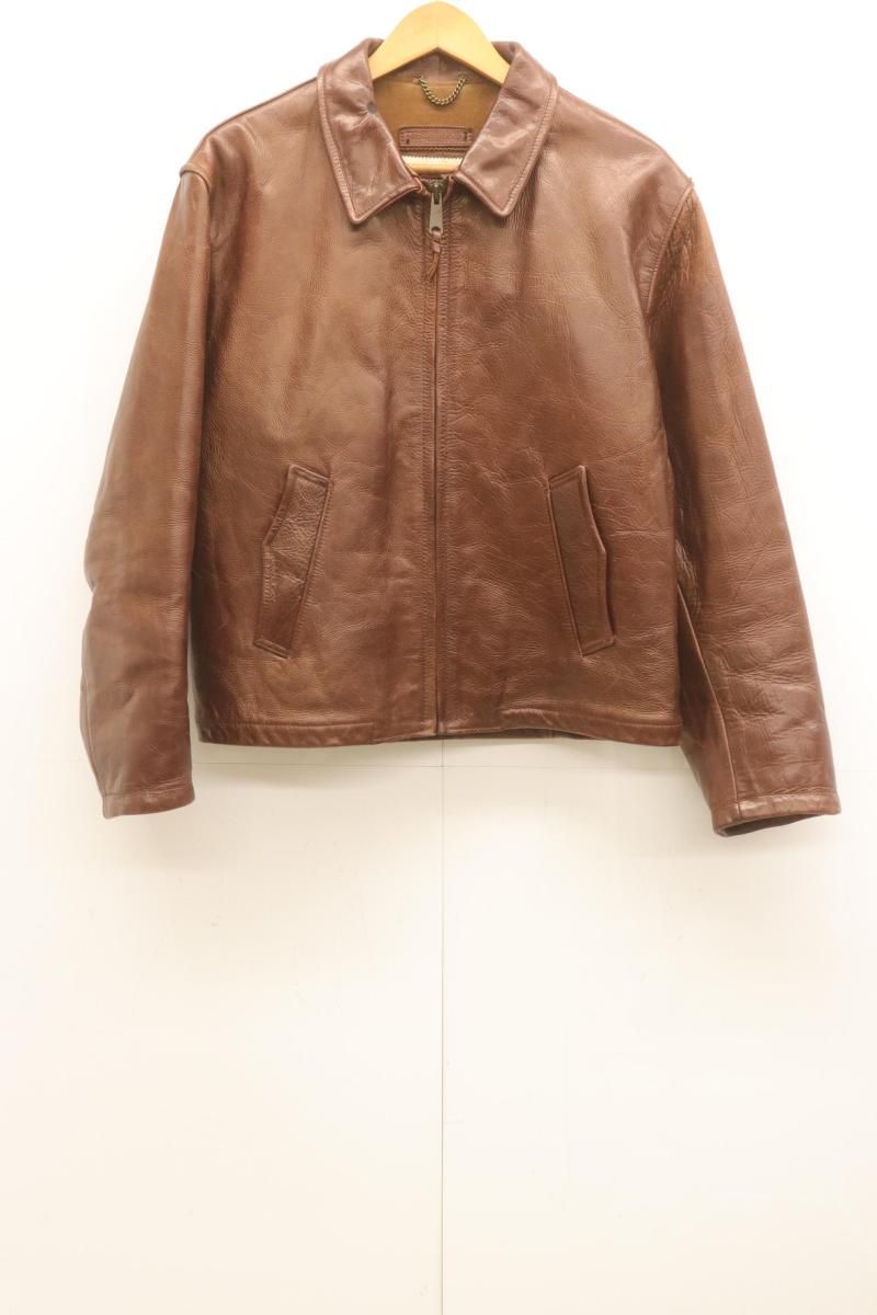 【中古】 SCETTRO メンズレザージャケット -- レザージャケット SCETTRO -- 茶 ブラウン 無地