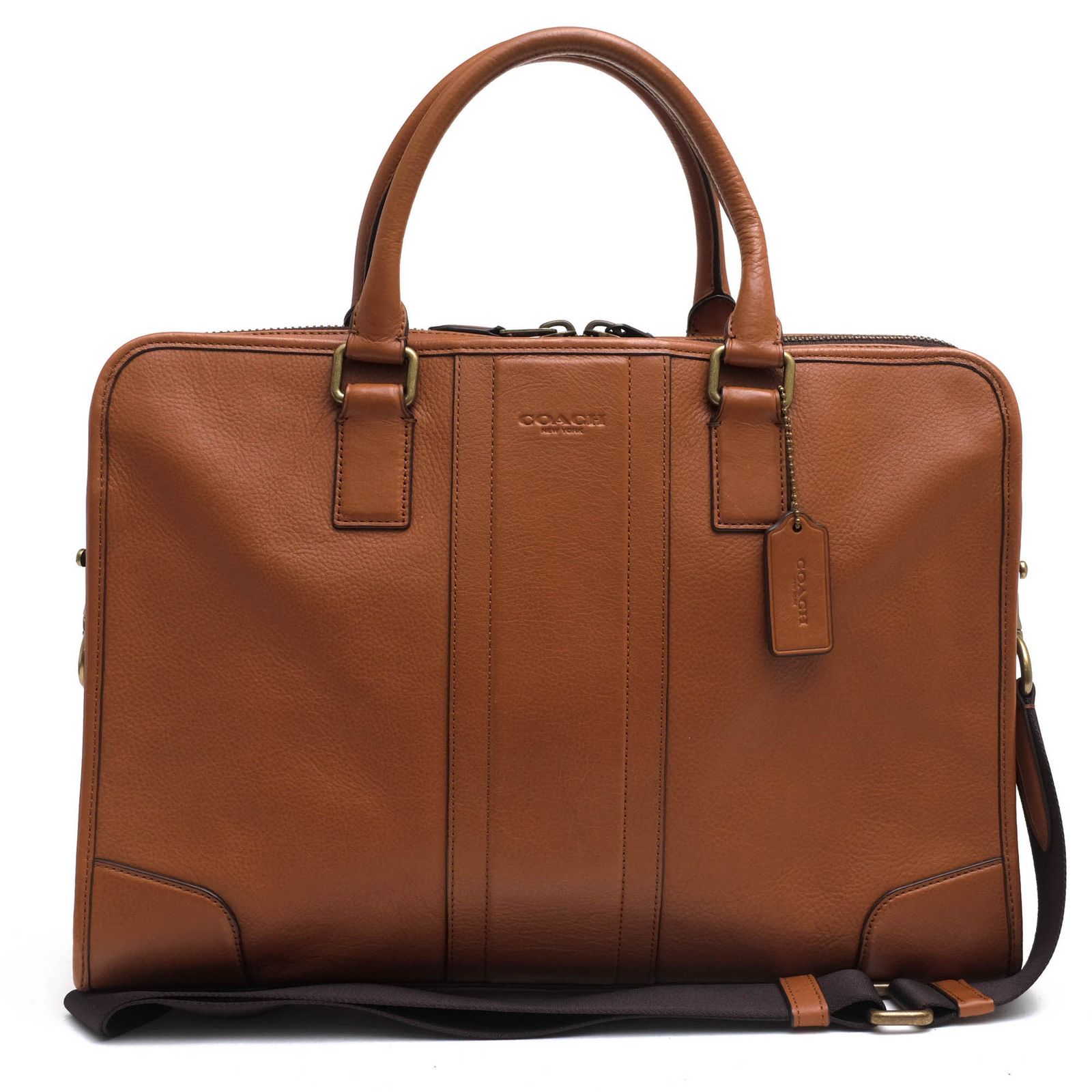 コーチ／COACH バッグ ブリーフケース ビジネスバッグ 鞄 ビジネス メンズ 男性 男性用 レザー 革 本革 ブラウン 茶 F71171 HERITAGE WEB LEATHER SLIM BRIEF ヘリテージ ウェブ レザー スリム ブリーフ 2WA
