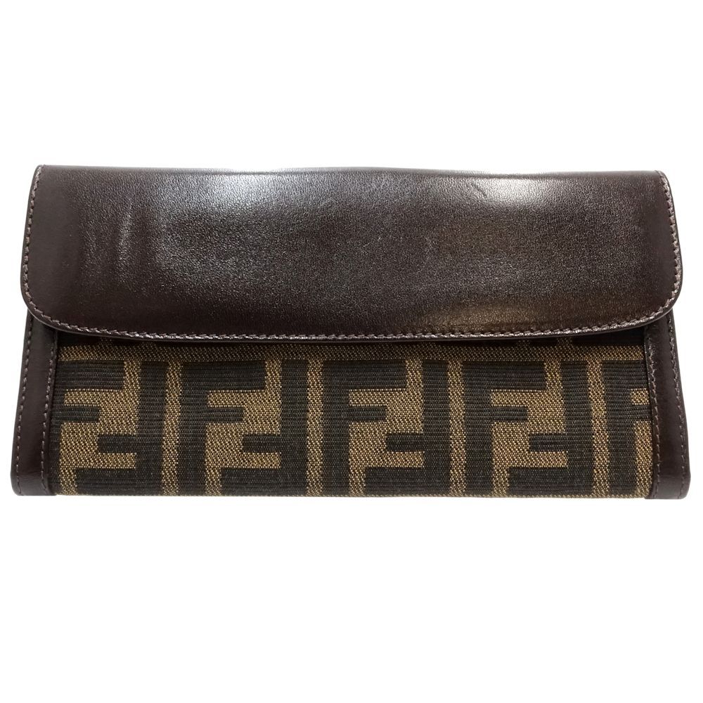 中古】FENDI フェンディ 長財布 ズッカ柄 Wフラップ ロングウォレット