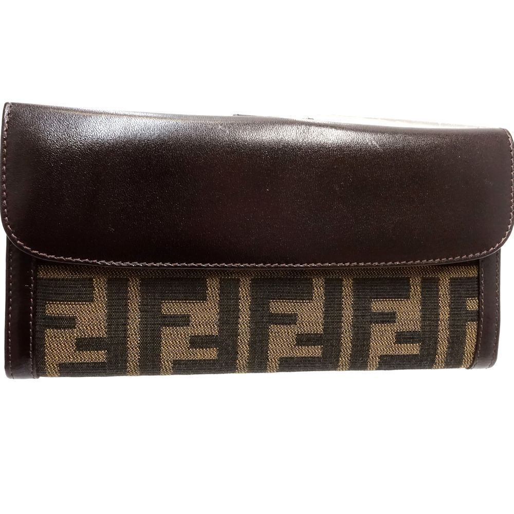 中古】FENDI フェンディ 長財布 ズッカ柄 Wフラップ ロングウォレット