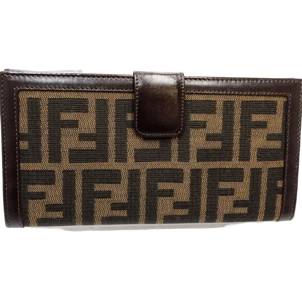 中古】FENDI フェンディ 長財布 ズッカ柄 Wフラップ ロングウォレット
