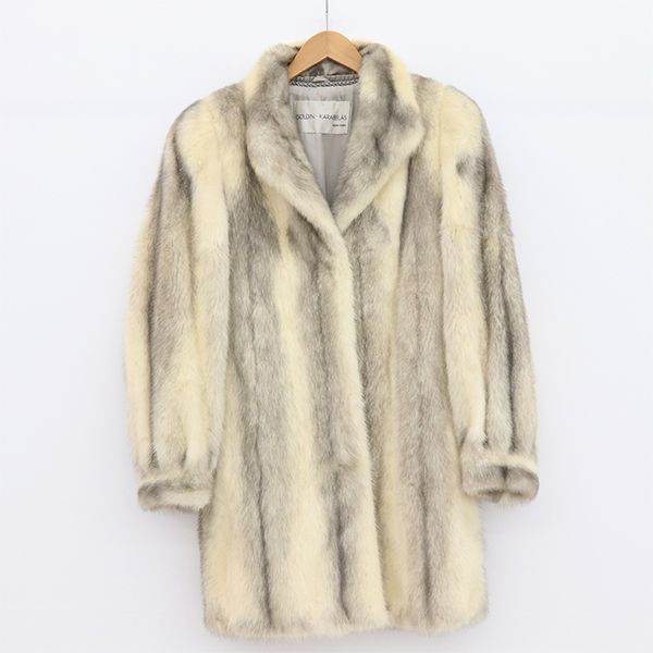 サガミンク SAGA MINK ファー毛皮 マーブル レディース ミンク F ホワイト×ブラウン【yy】【中古】4000062801600024