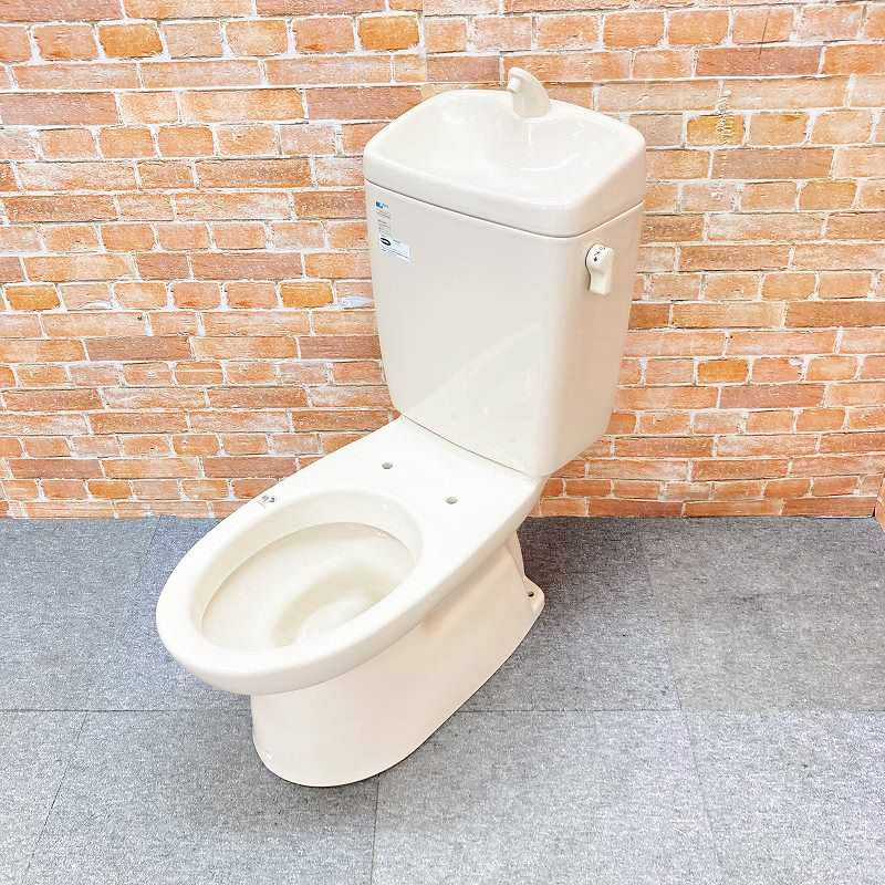 【中古品】【美品】 INAX Newベーシア トイレ 洋式便器 (床下排水) 「C-270S」 排水芯200mmとタンク「DT-3870」 一式セット #BU8(アイボリー) 49G