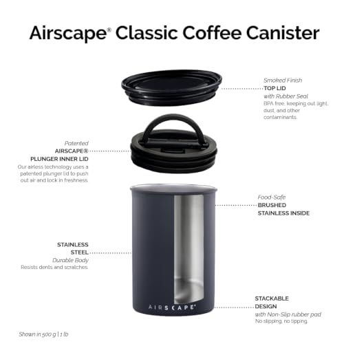 エアスケープ Airscape 真空 保存容器 キャニスター ステンレス シルバー (M)★m