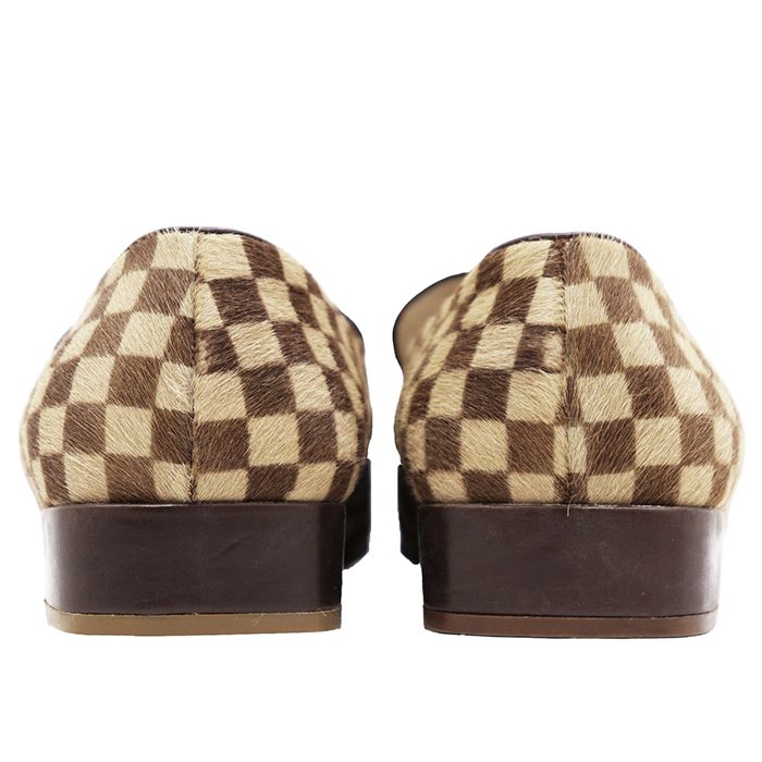 ルイヴィトン　ダミエソバージュ LVキューブ　ハラコ ローファー　37.5 SALE【美品】LOUIS VUITTON ルイ・ヴィトン ローファー ダミエ