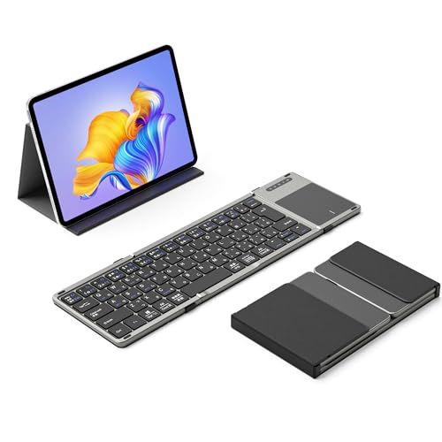 Ewin 折りたたみキーボード JIS日本語配列 タッチパッド付き 3台切替 Bluetooth iPad・PC対応 Type-C充電 ブラック | スマホ・タブレット・ノートPCでの長文入力に。iPhone・iPad・Android・Win ade5132d