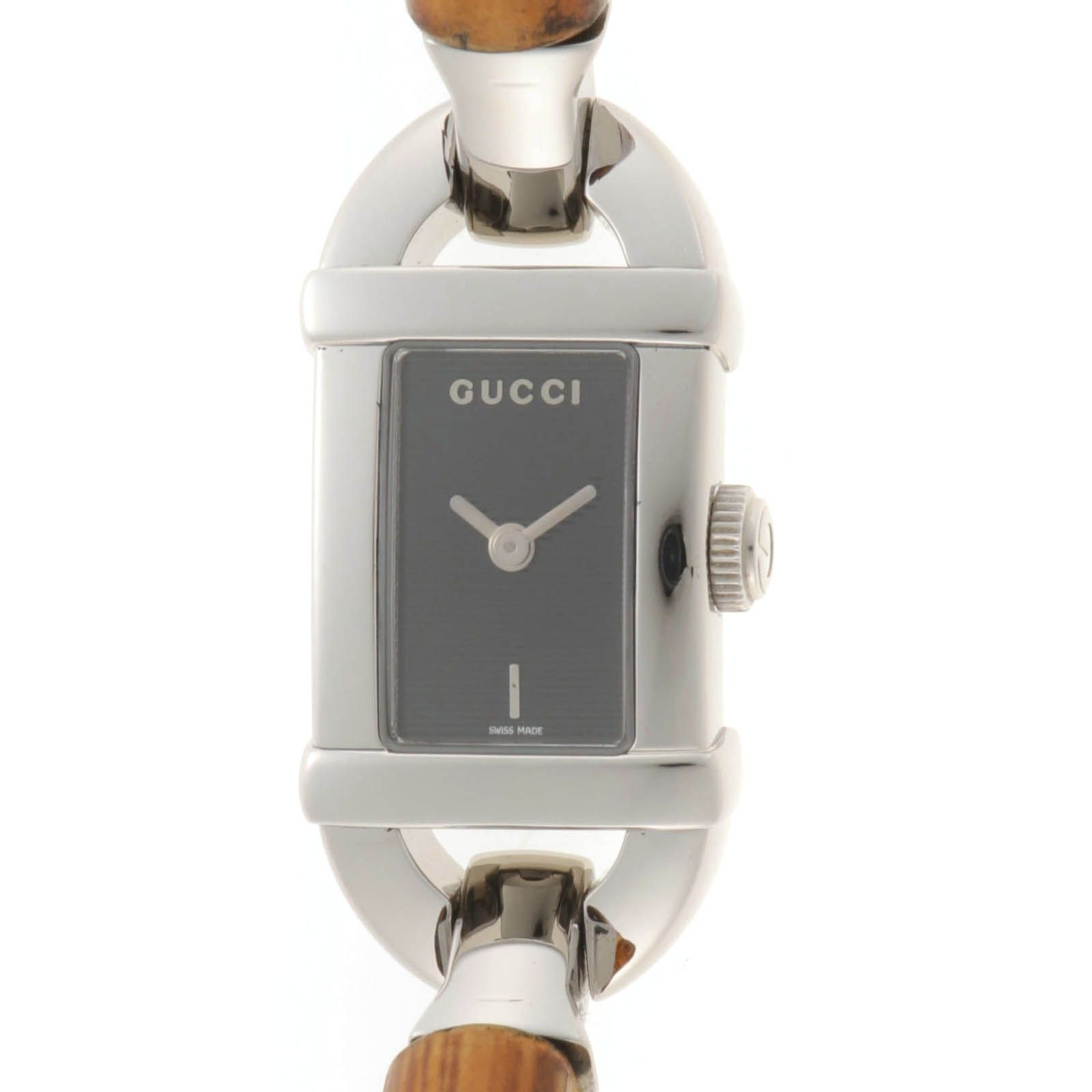 GUCCI グッチ 6800L 腕時計 ステンレススチール/バンブー ブラック クオーツ レディース 2148104159267【中古】207