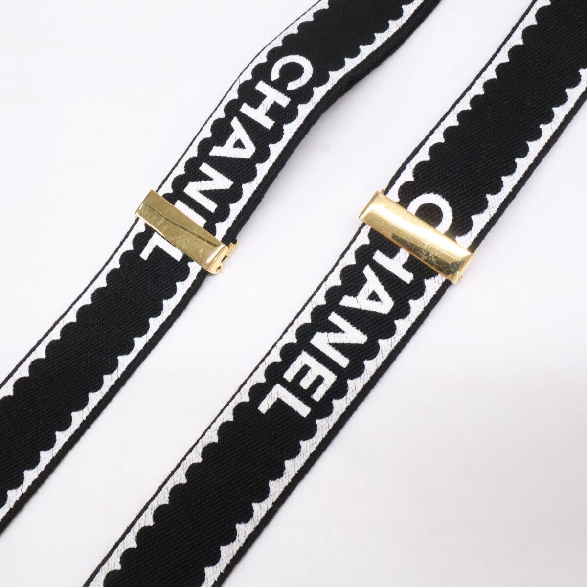 CHANEL シャネル レザー x ファブリック サスペンダー - メルカリ