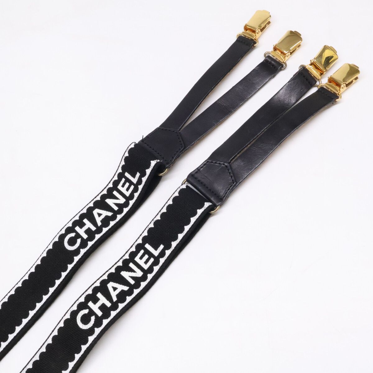 CHANEL シャネル レザー x ファブリック サスペンダー - メルカリ