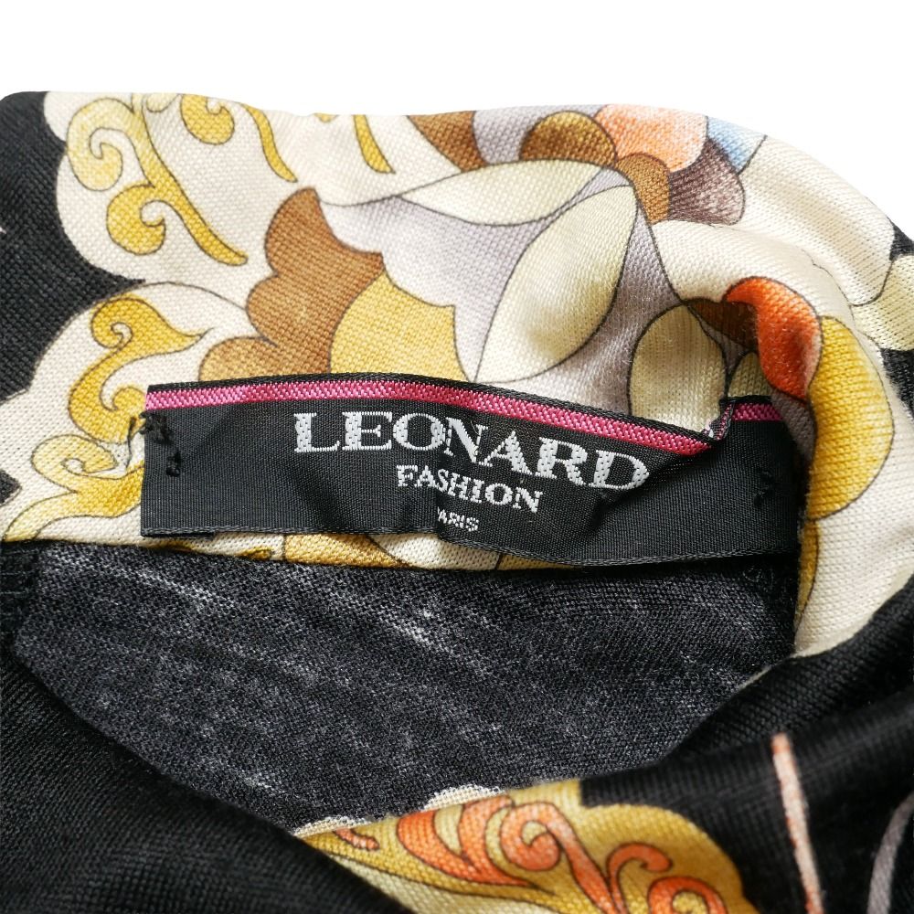 LEONARD レオナール チュニック サイズL ニット ハイネック フラワー
