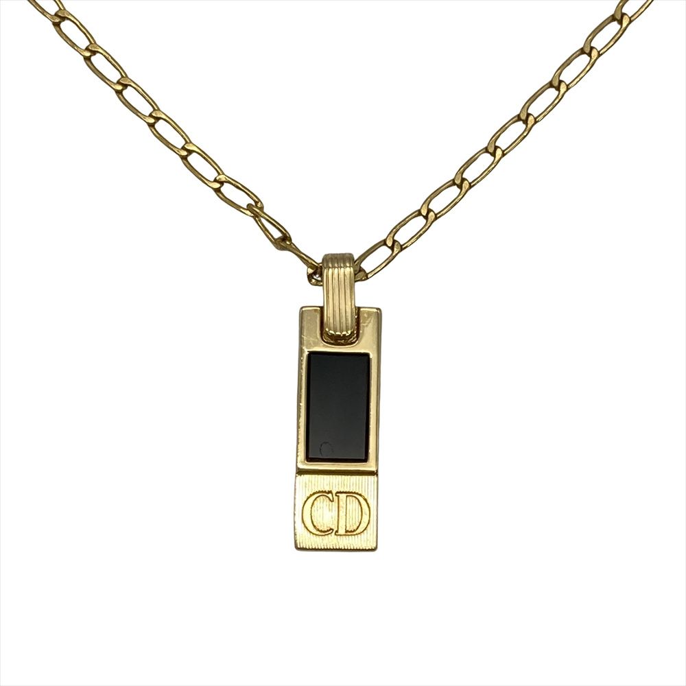 クリスチャンディオール Christian Dior バー トップ ネックレス GPg ゴールド CDロゴ レディース【中古】
