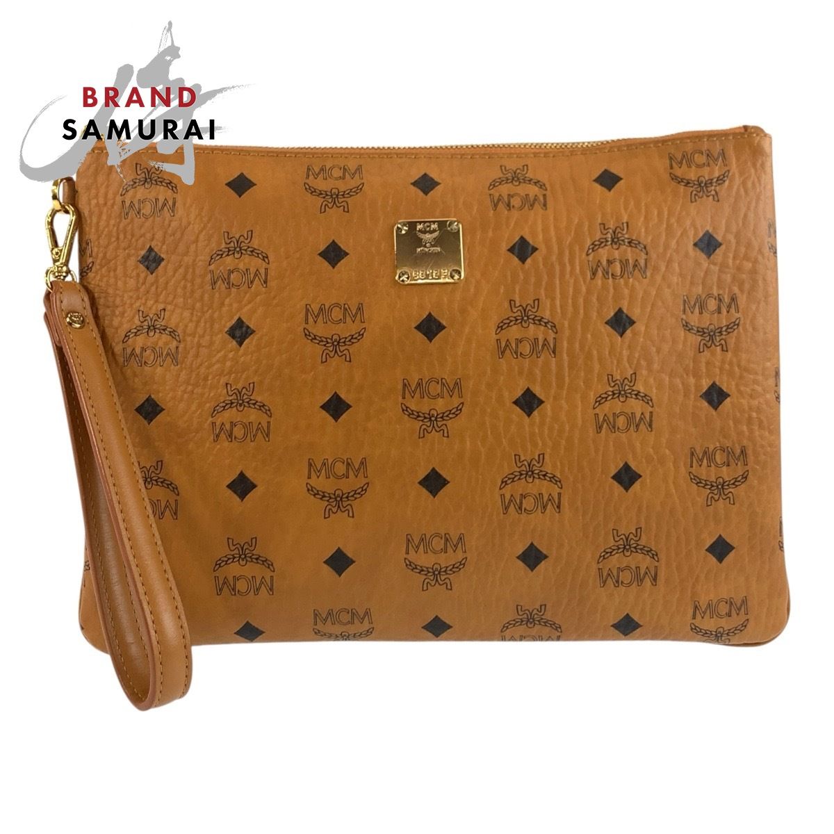 美品 MCM エム シー エム ヴィセトス ブラウン ゴールド金具 レザー クラッチバッグ セカンドバッグ メンズ 603607【中古】