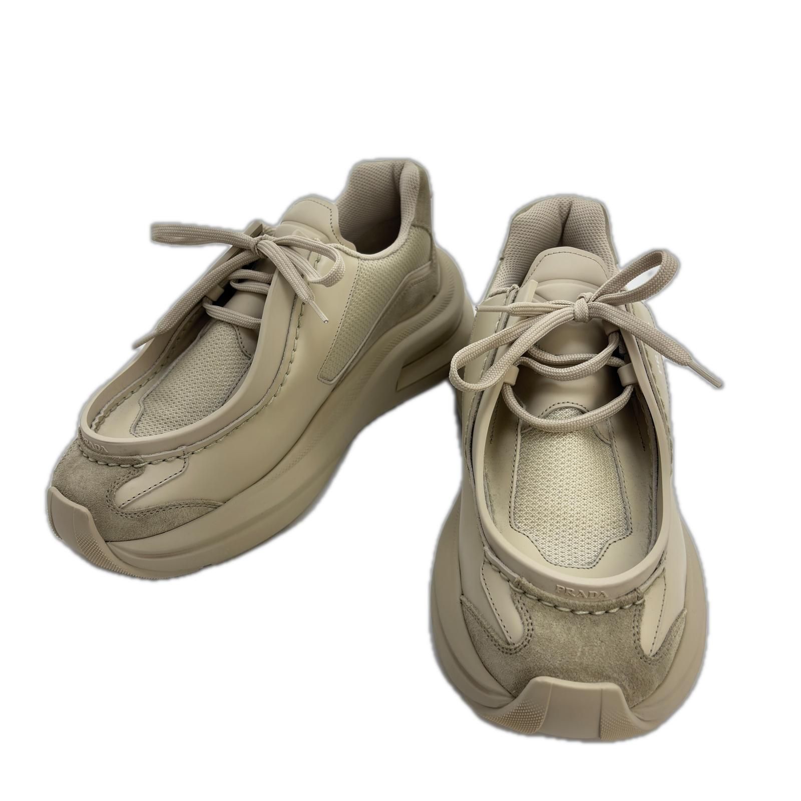 PRADA プラダ システムスニーカー メンズ7.5（約26.5xm） ベージュ