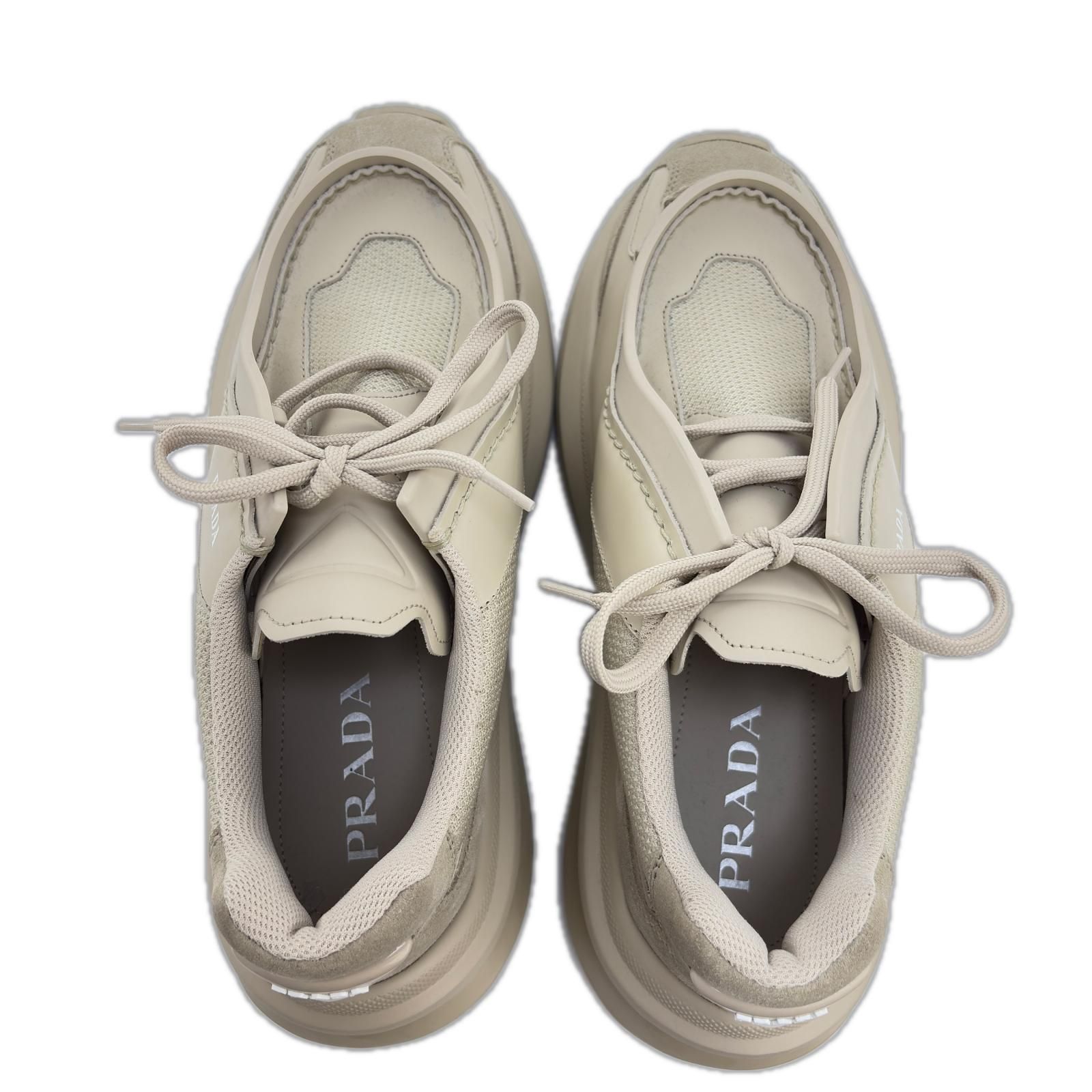 PRADA プラダ システムスニーカー メンズ7.5（約26.5xm） ベージュ