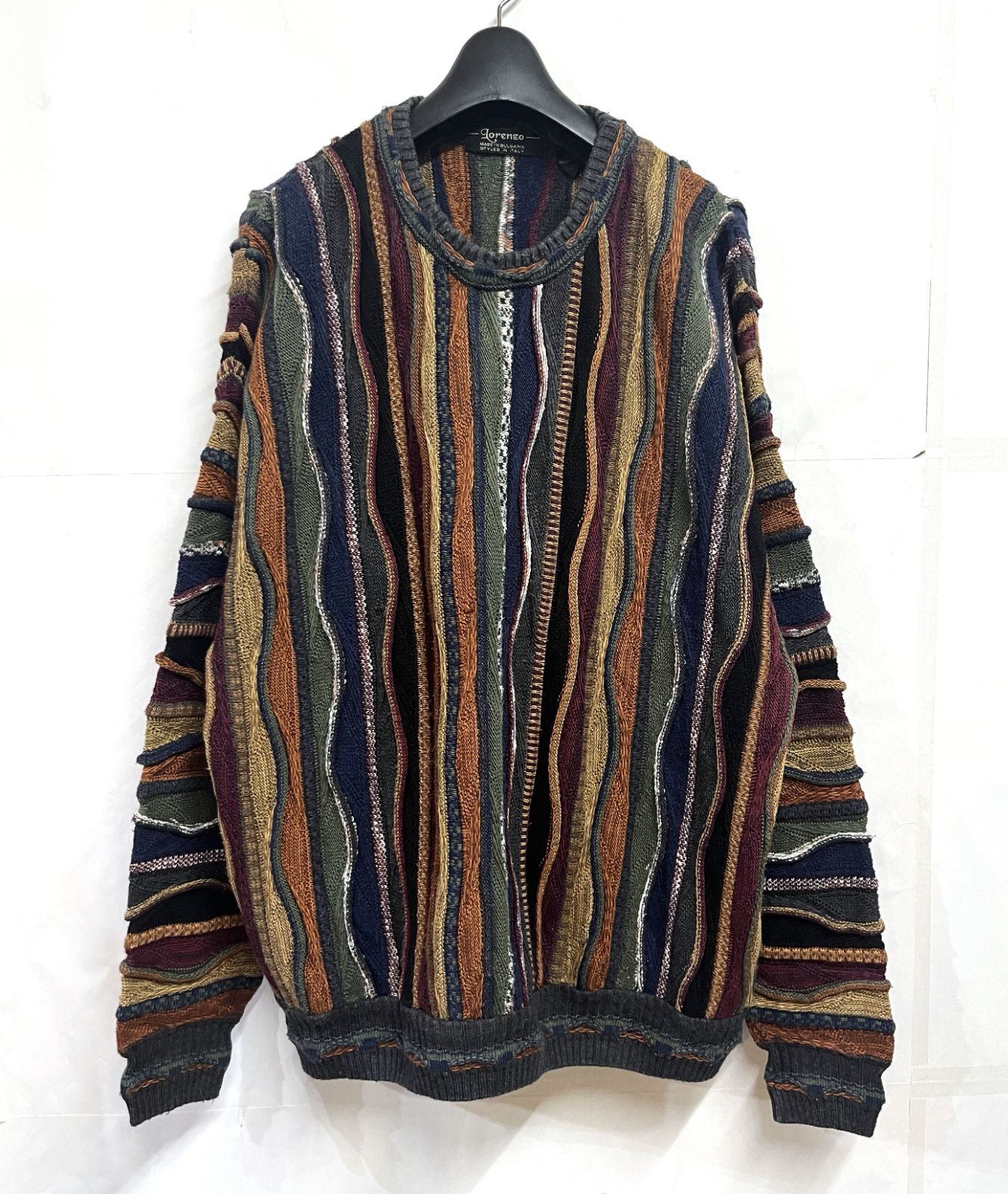 90s ヴィンテージ ブルガリア製 Lorenzo｜ロレンツォ 3D ランダム ストライプ クージーニット COOGI 7,029円