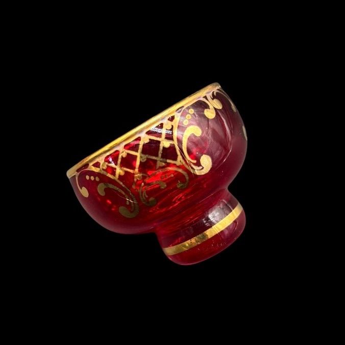 6客セット】 ベネチアングラス ミニグラス 赤 金彩 ガラス お猪口 酒器