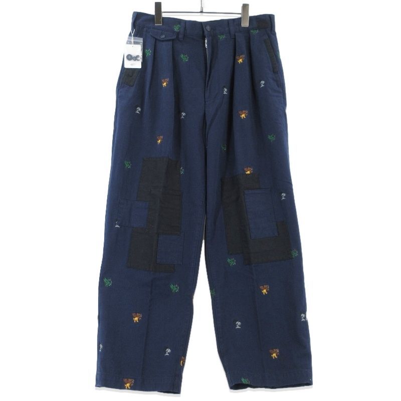 未使用 BEAMS PLUS × PALACE ビームス 2プリーツパンツ 別注 25SS パレス PLEATED TROUSERS TWILL ネイビー M 99001412