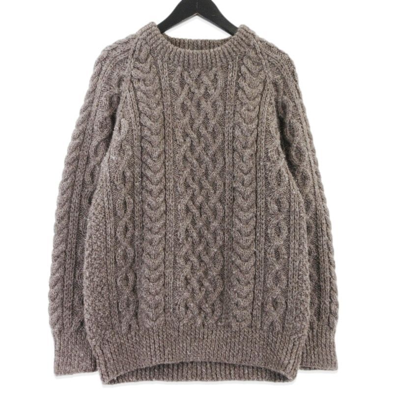 INVERALLAN インバーアラン クルーネックニット 緑タグ 1A Crew Neck アランセーター フィッシャーマンニット グレー 表記無し  99001405 INVERALLAN インバーアラン クルーネックニット 緑タグ 1A Crew Neck