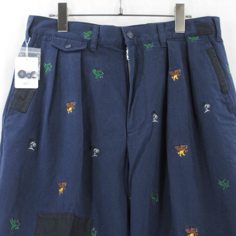 未使用 BEAMS PLUS × PALACE ビームス 2プリーツパンツ 別注 25SS パレス PLEATED TROUSERS TWILL ネイビー M  99001412 未使用 BEAMS PLUS × PALACE ビームス 2プリーツパンツ 別注 25SS
