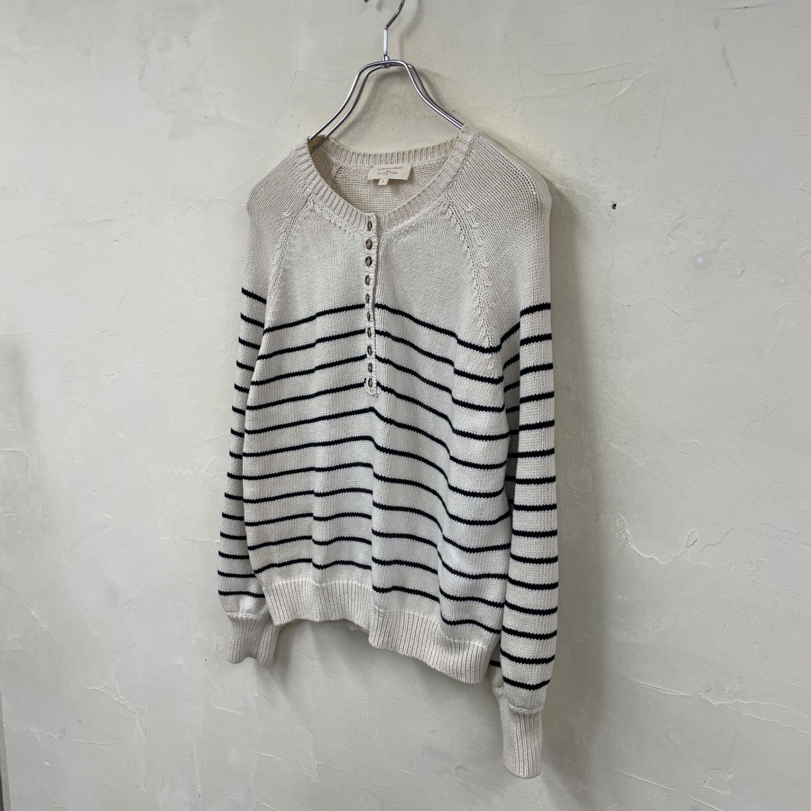 SEZANE セザンヌ イタリア製 ボーダーコットンニット ハーフボタン